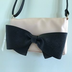 NWT Deb & Dave Nude/Pink Black Bow Crossbody Purse